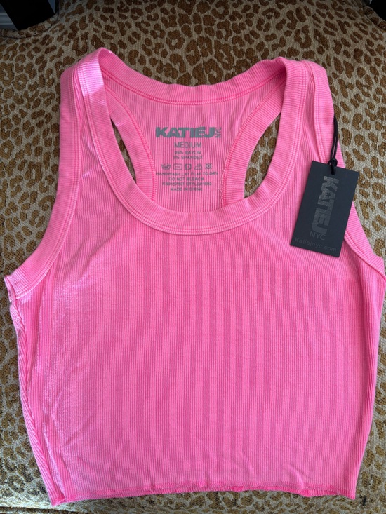 Katie J NYC Tops - Katie J NYC Bright Pink Ribbed Racerback Tank